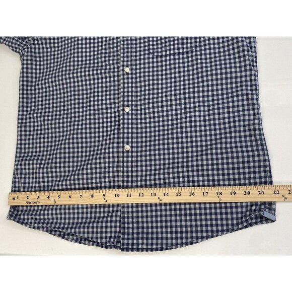 Fat Face Navy Blue Check Shirt Men’s Large Long Sleeve Button Up Slim Stretch - Picture 13 of 16